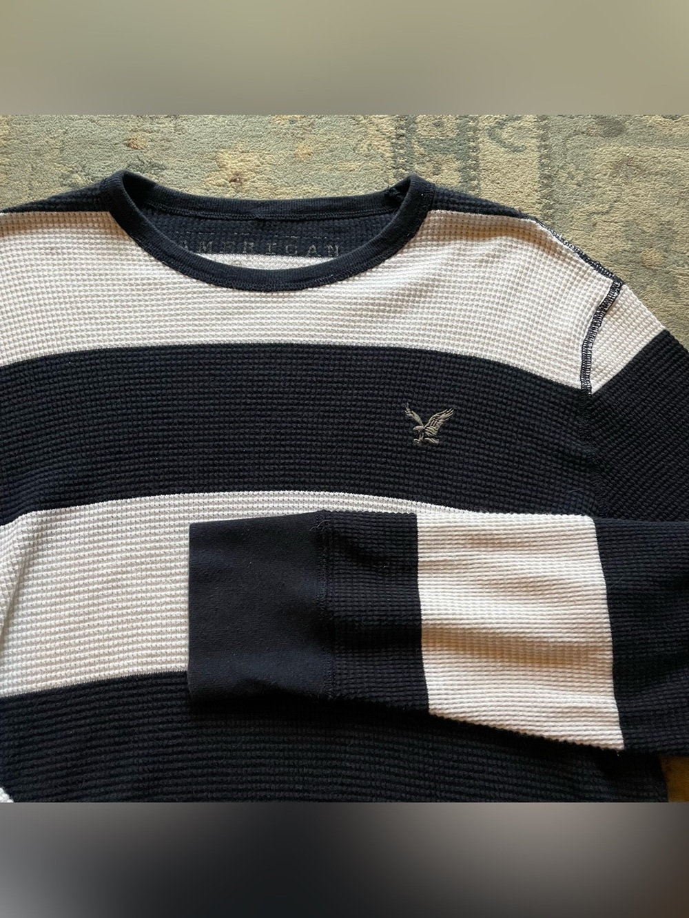 Y2K American Eagle Thermal Rugby Striped Long Sleeve Shirt Size XL Streetwear